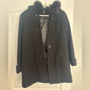 Sachi Collection Black Fur Hood Coat